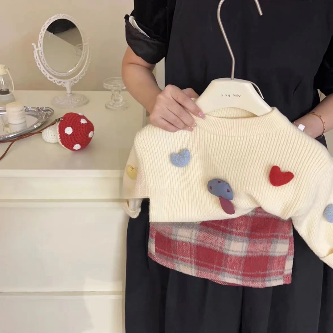 针织衫秋冬女童儿童新款洋气女孩圆领加厚宝宝套头毛衣