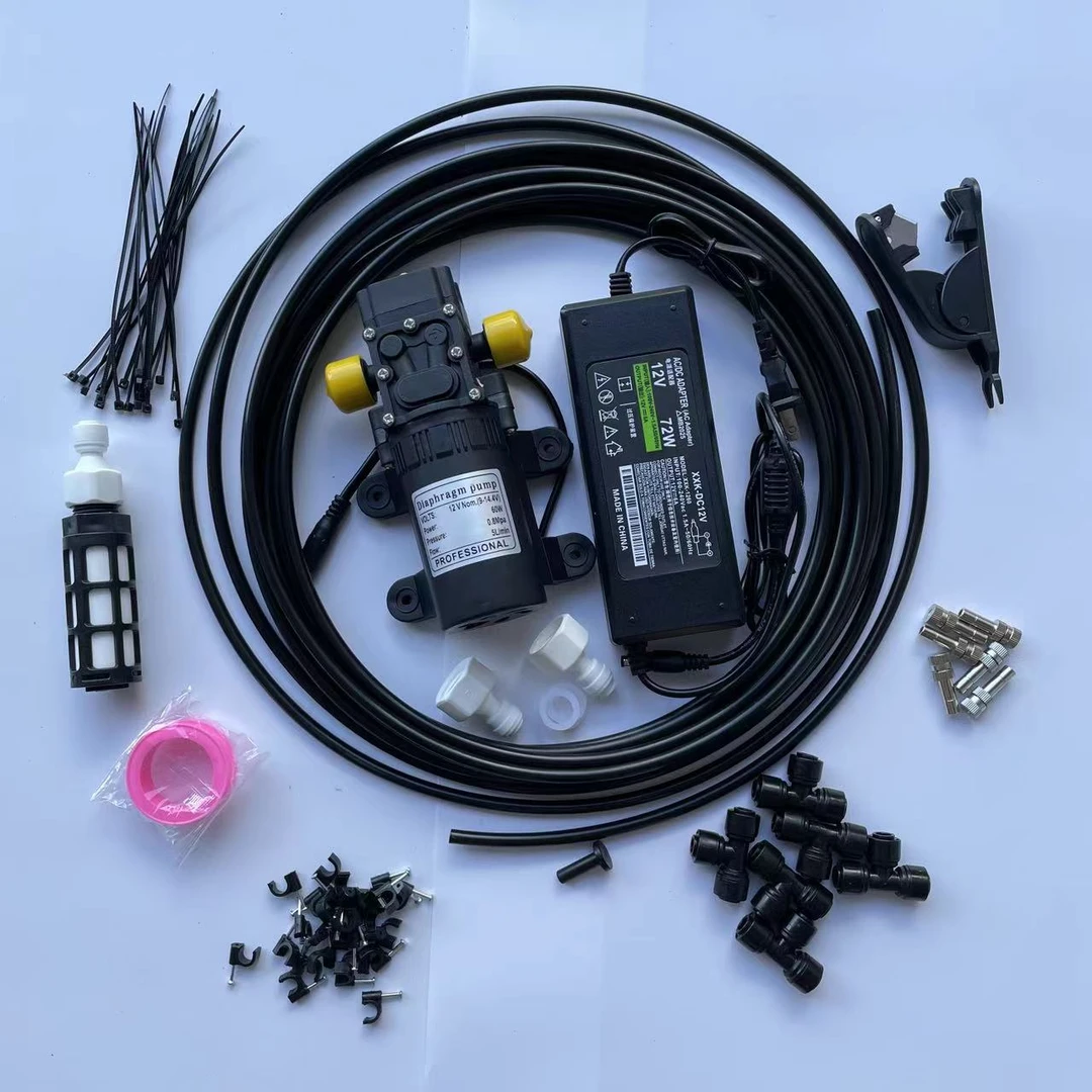 12V泵+快插喷头喷雾套装雾化系统加湿喷雾机造雾机雾化机降温除尘