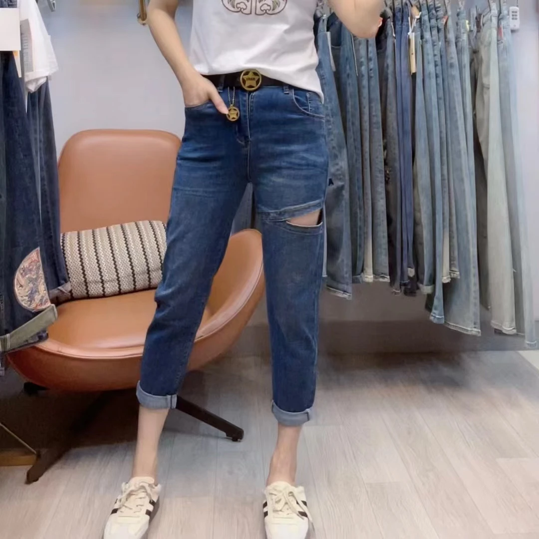 时尚潮流百搭休闲破洞哈伦老爹牛仔裤928609