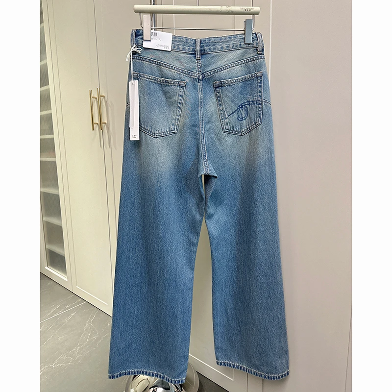 花匣子牛仔裤2024秋季新款复古蓝色阔腿裤501393