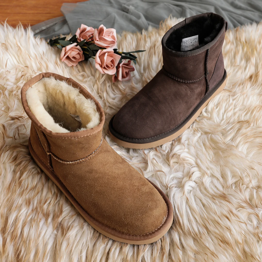 2024羊皮毛一体雪地靴女款冬季厚底加绒加厚大棉鞋百搭经典时尚