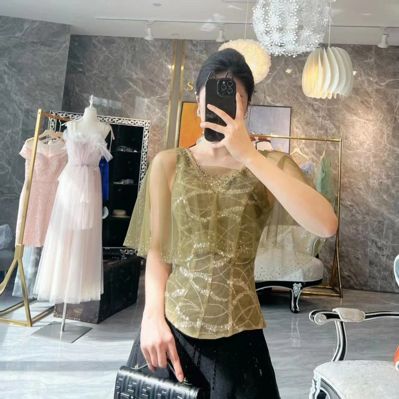 SEJI/瑟纪青翠纤纤拼纱重工上衣