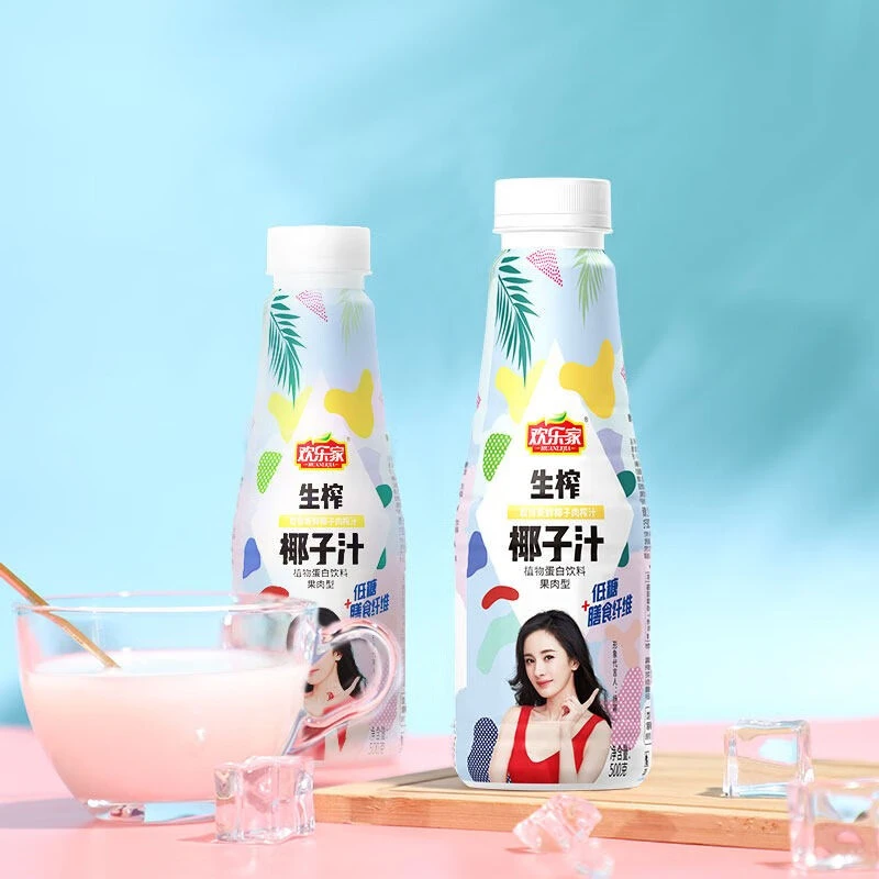 欢乐家时尚版椰子汁500ml*2瓶生榨美味果肉型饮料家庭版椰子汁