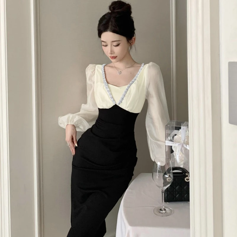 法式高级感气质名媛连衣裙冷淡系独特别致裙子收腰包臀短裙A8113