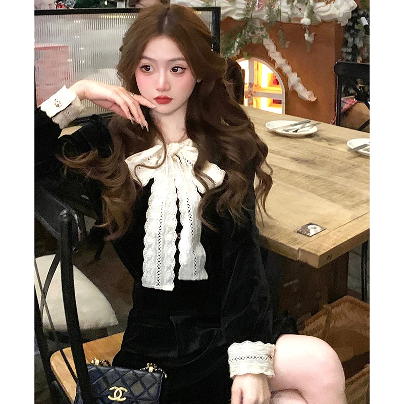 【杏子姐姐】【两件套】赫曼套装显瘦气质黑色2025贵气复古上衣2393