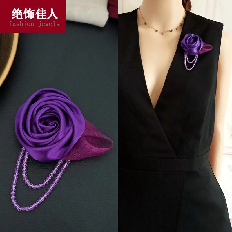 非金属布艺胸针 胸花手工胸针布艺高档轻奢花朵百搭别针配饰品