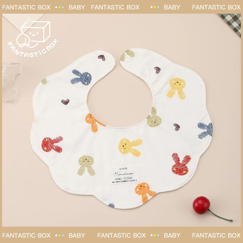 韩版同款A类口水兜花瓣口水巾婴儿纯棉防水围兜宝宝辅食360度围嘴