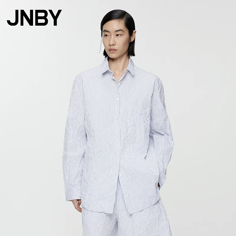JNBY/江南布衣夏衬衫女宽松翻领长袖气质通勤柔软衬衣5O4213460