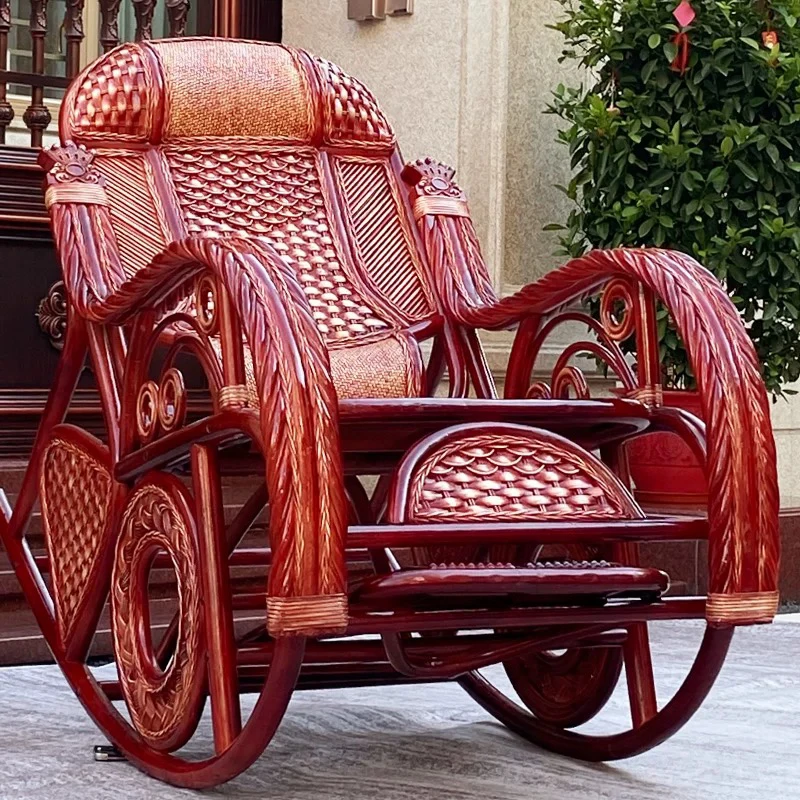 藤编摇摇椅藤椅午睡逍遥椅天然真藤躺椅大人老人家用阳台休闲懒人