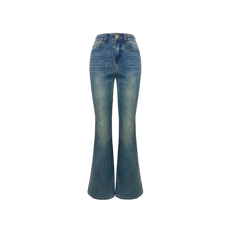 姜穹JIANGQIONG 2024早冬设计师新款时尚休闲水洗喇叭牛仔裤