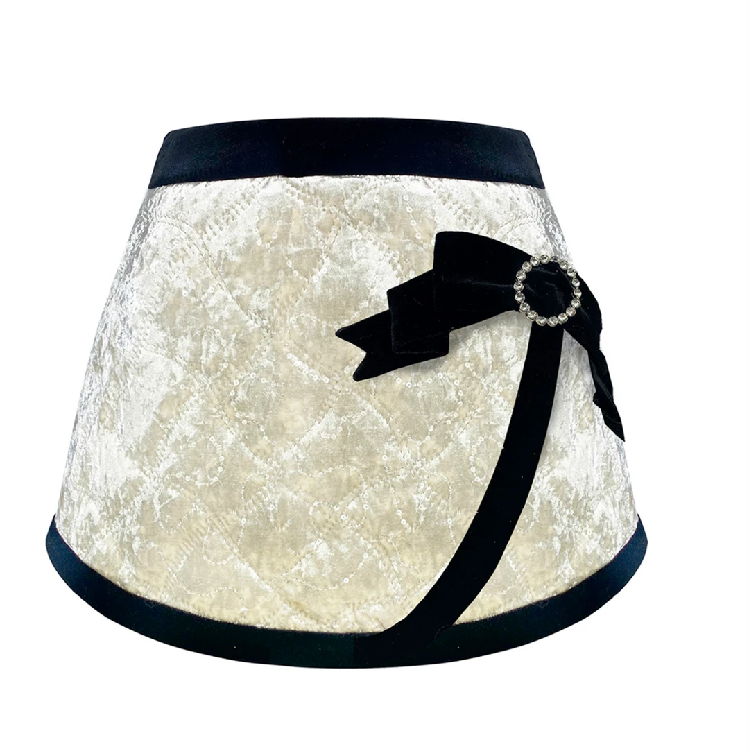 姜穹JIANGQIONG2024秋冬时尚亮片丝绒绗棉立体蝴蝶结裙裤