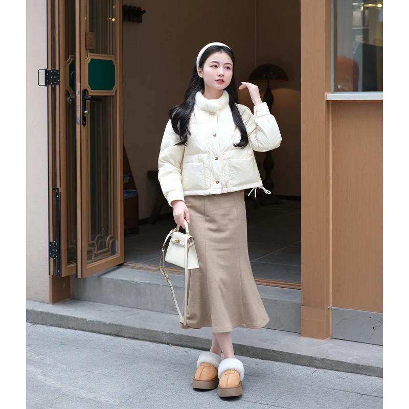 【甜心奶泡】小娜椒小个子冬季保暖外套小立领精致加厚短款羽绒服女