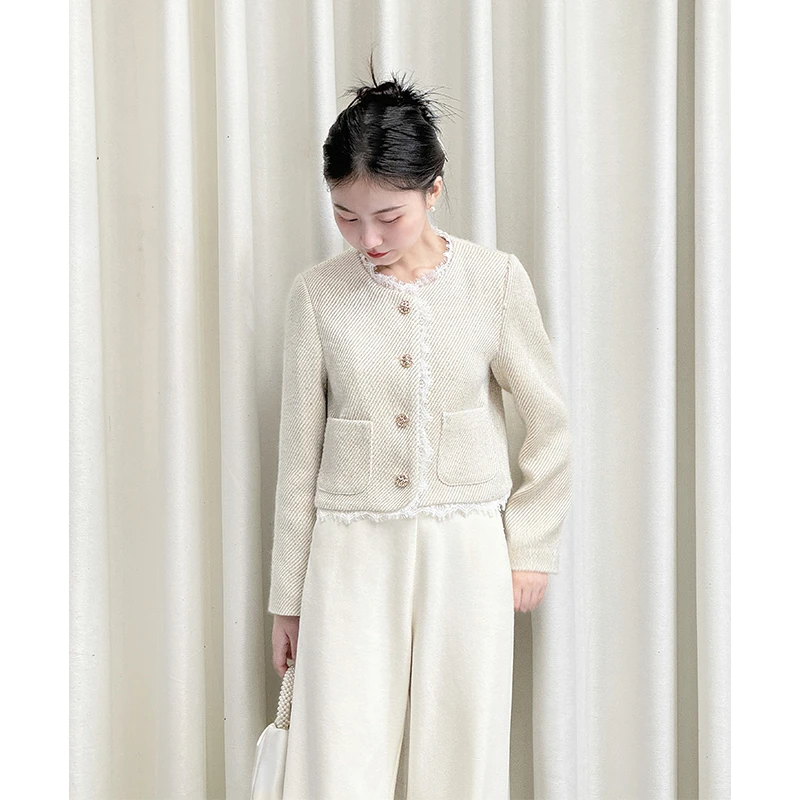 【流光熹微】小娜椒小个子优雅法式蕾丝拼接秋季短款外套小香风女