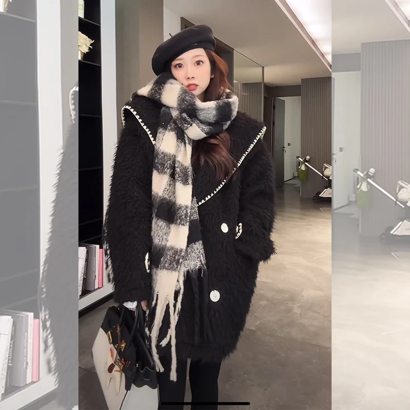 壹壹【公主日记】秋冬小香风时尚海军领毛茸茸洋气减龄外套 2401C02