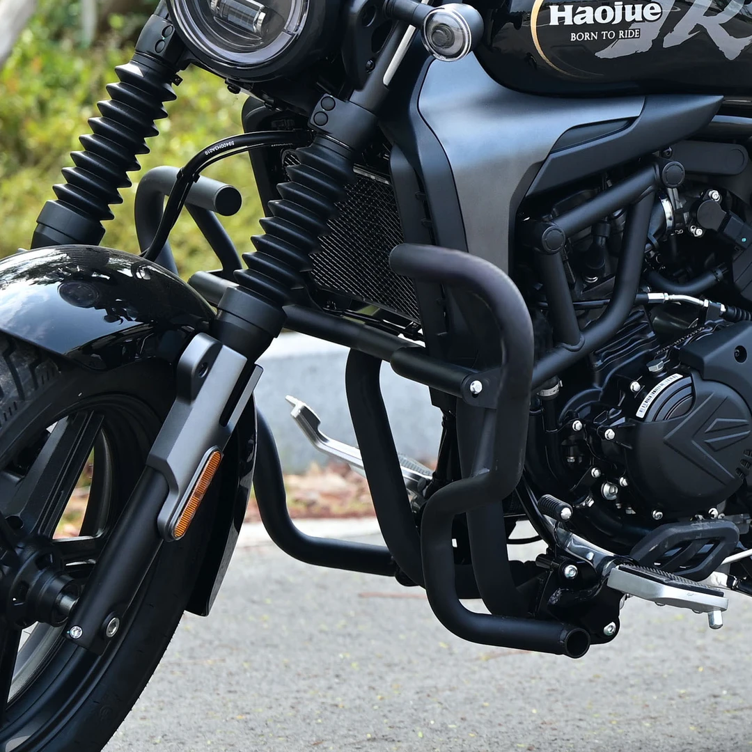 豪爵TR300 PLUS版磨砂黑碳钢保险杠改装防摔防撞护杠加装配件