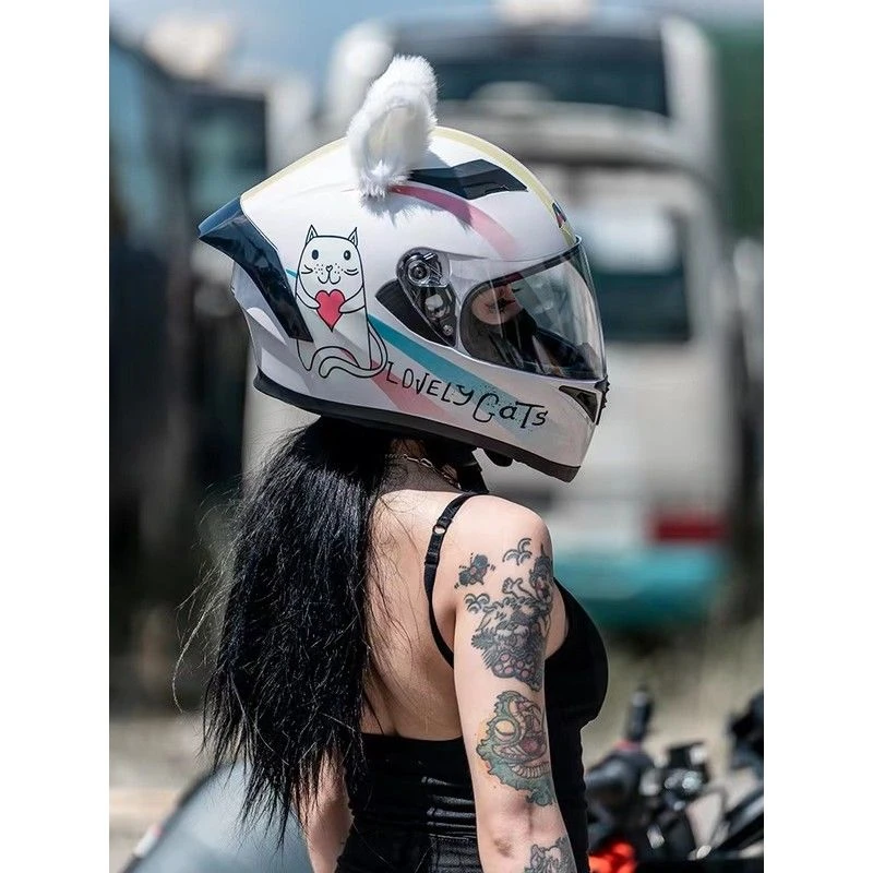 艾狮头盔男女电动摩托车安全帽全盔四季夏季女骑士个性电瓶车机车