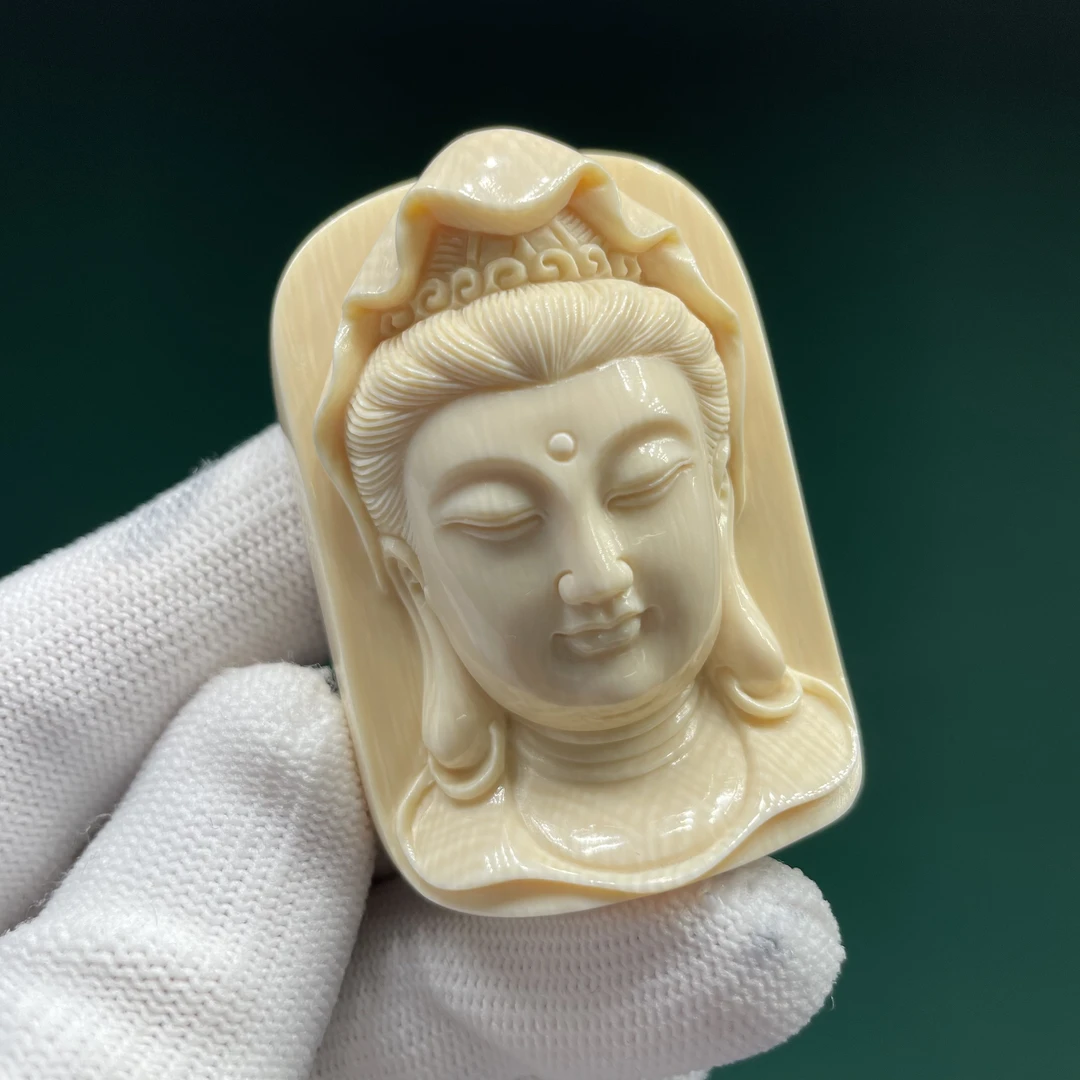 【四六儿】无双•猛犸牙手工观音牌子精工雕刻全品无暇一等冰料