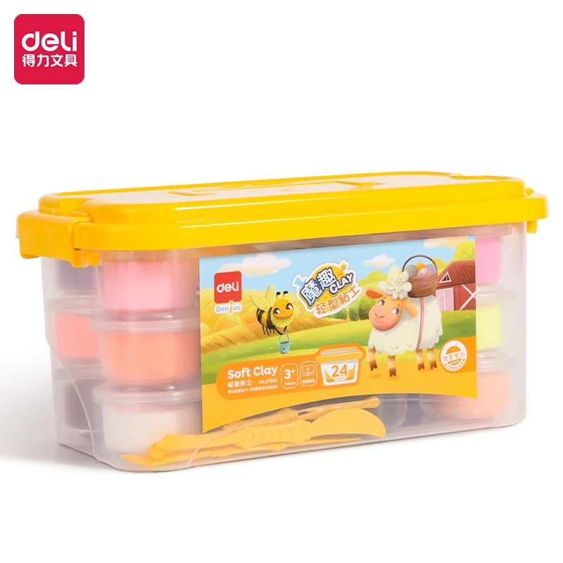 得力67862粘土儿童橡皮泥超轻粘土彩泥手工轻黏土diy玩具24色