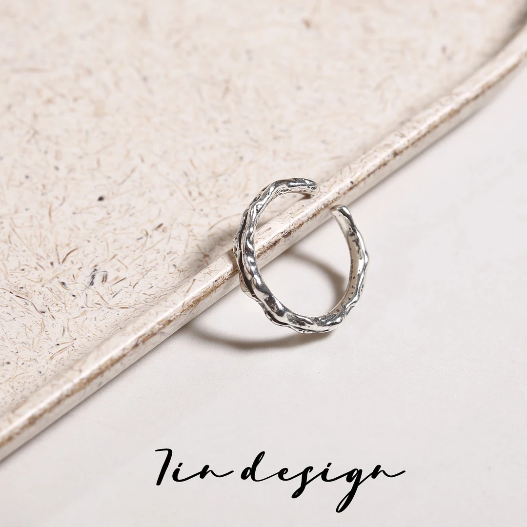 925银戒指 7in【留白】原创小众设计复古简约百搭手工个性戒指