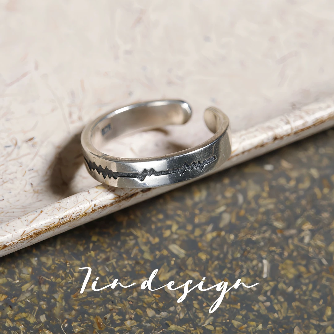 925银戒指 7in【心跳】原创小众设计情侣复古个性手工素款戒指