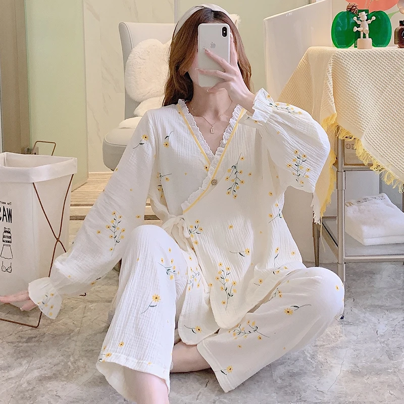 【6月-12月纯棉】月子服纯棉产后春夏秋冬哺乳孕妇睡衣喂奶长袖套