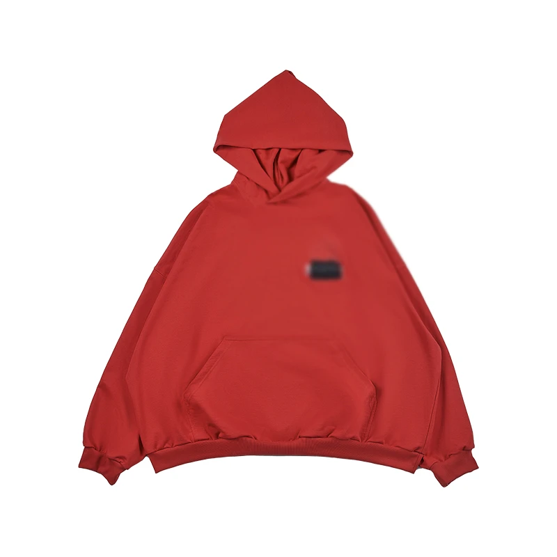 高海龙Gaohailong/红色胶带刺绣廓形连帽卫衣