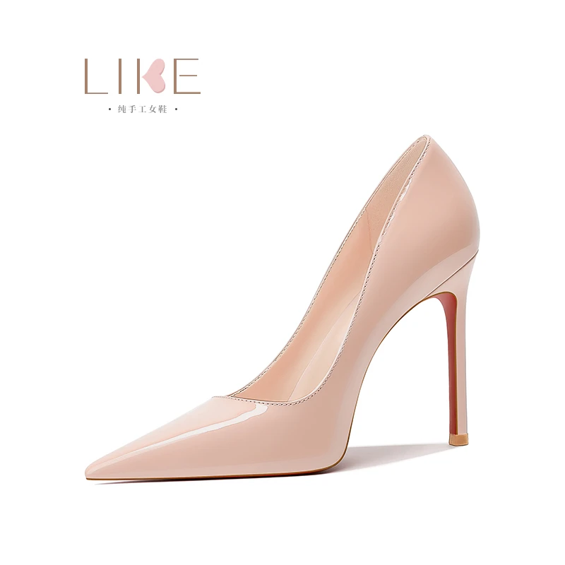 性感高跟鞋女细跟尖头2025年新款气质红底单鞋浅口皮鞋百搭工作鞋