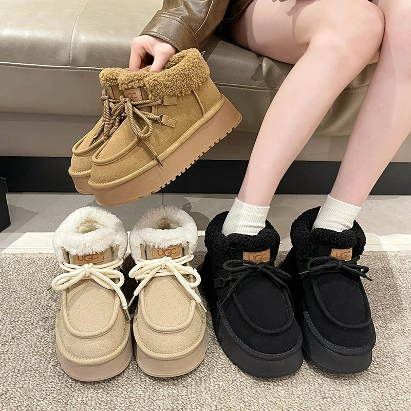 【一禾推荐】厚底雪地靴女新款冬季皮毛一体加绒加厚外穿棉鞋子保暖