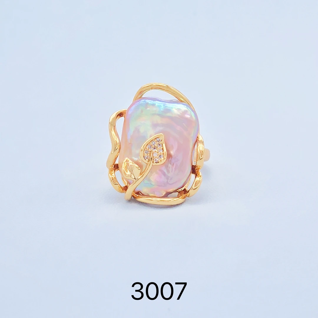 3007#淡水珍珠巴洛克方糖时尚简约设计款戒指