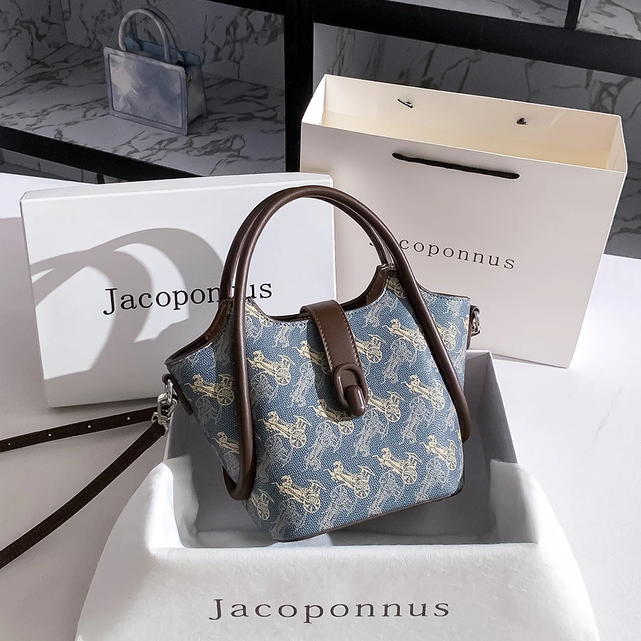 雅各邦真皮菜篮子包女2024新款高级感小众经典百搭斜挎手提手机包