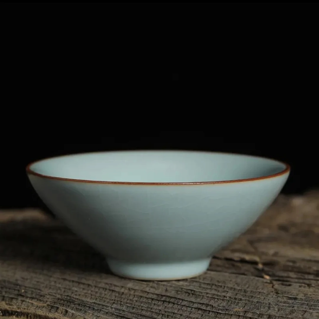 恒缘天青月白斗笠品茗杯汝瓷功夫茶具小号单杯家用主人杯-望舒阁