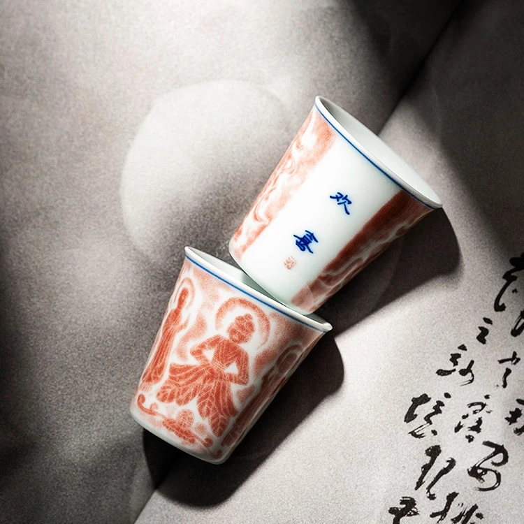 【云窟万象】柴烧茶杯欢喜主人杯个人专用中式陶瓷功夫茶具小可乐杯
