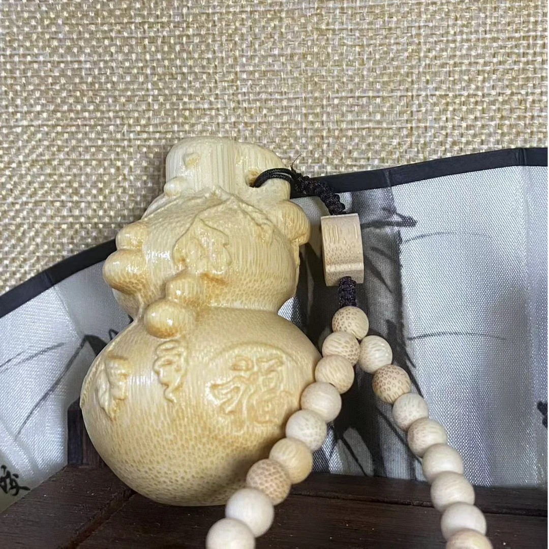 实心竹雕刻好事发生福葫芦文玩手把件