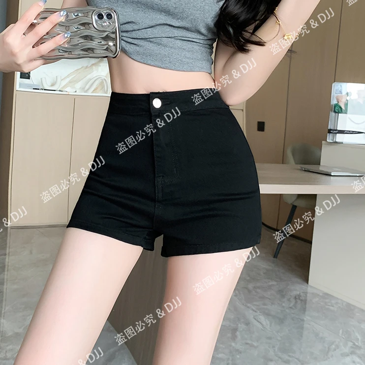 夏款百搭紧身高弹力热裤包臀高腰牛仔热裤辣妹短裤夏季小个子
