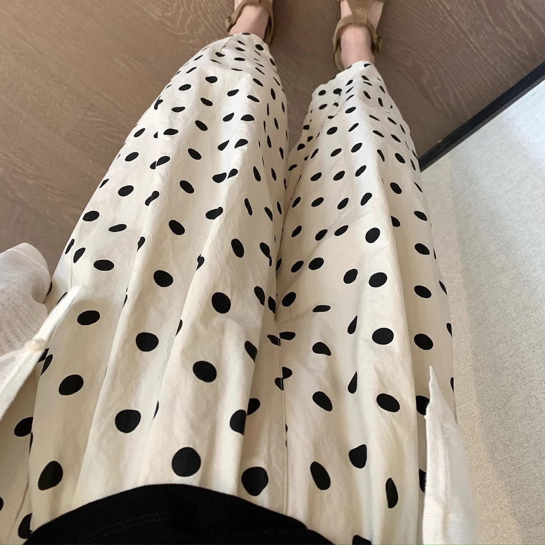 一衣沐波点哈伦裤女2024新款夏季薄款九分裤宽松阔腿裤休闲慵懒风