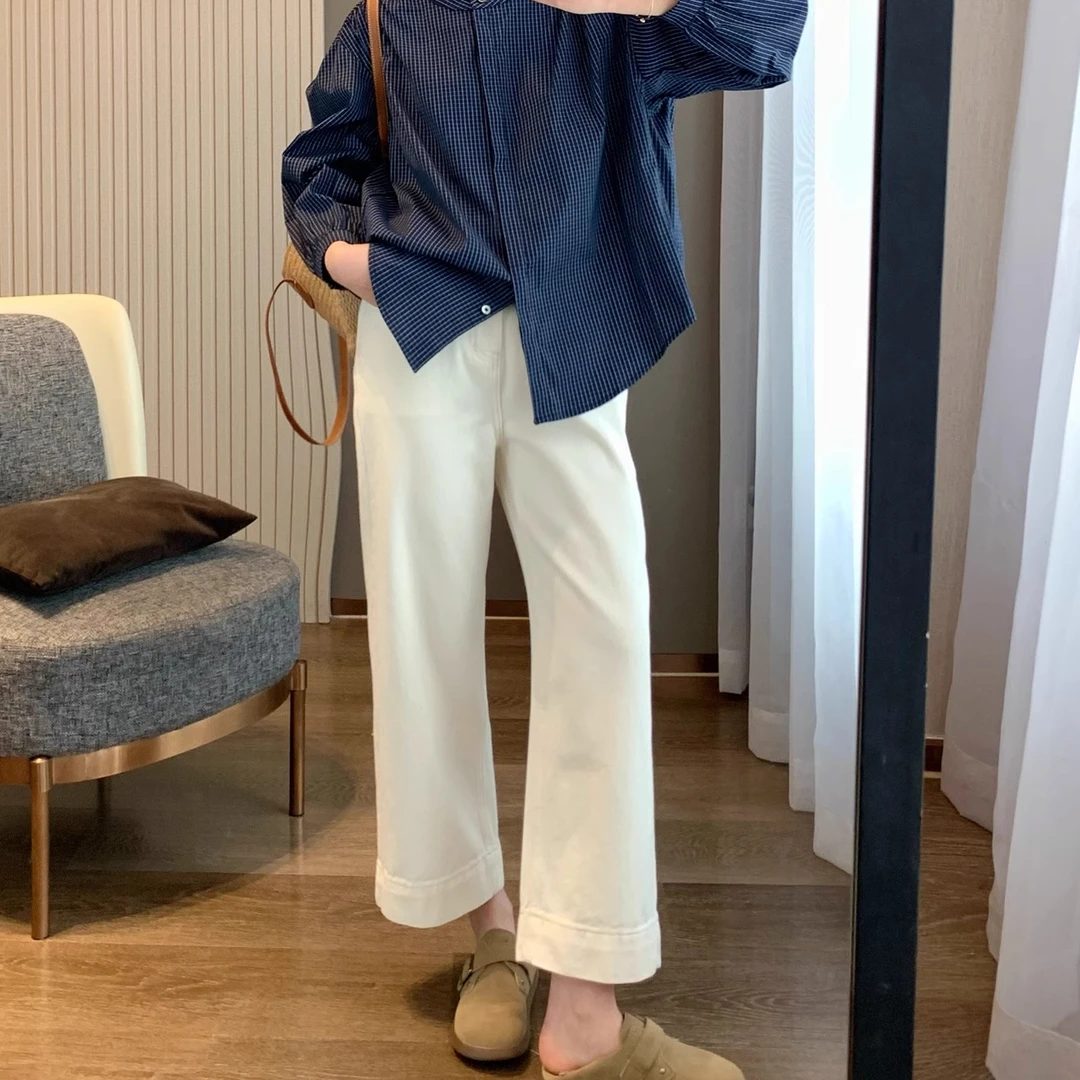 大码高腰直筒牛仔裤女2024夏季新款梨形身材显瘦遮胯阔腿牛仔裤子