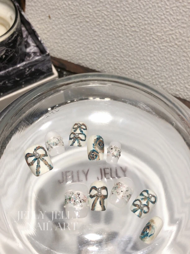 【JELLY小雾融雨】油画肌理纹梦幻高级小短甲氛围手工穿戴甲
