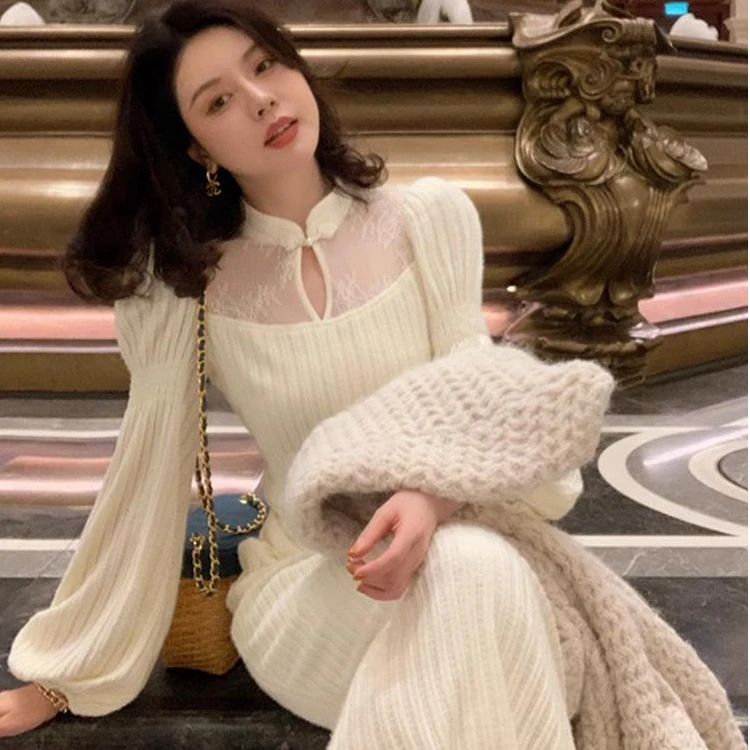 温柔风超仙女气质绝美立领连衣裙秋季高级感仙气在逃公主森系长裙