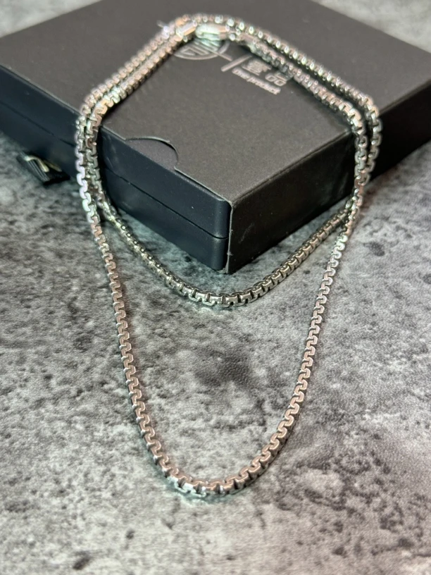 链子925银 意货重工3MM四方长城项链50CM/60CM