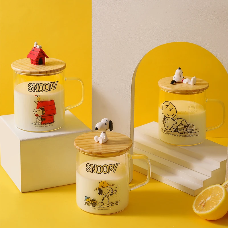 Snoopy/史努比【官方正品】 卡通玻璃杯男女花茶杯耐热玻璃杯随手杯