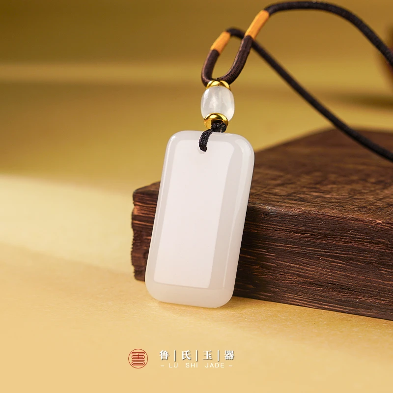 天然金丝玉平安无事牌男女同款面包牌白色