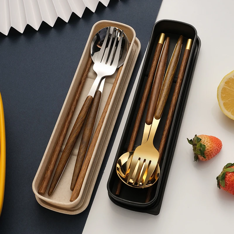 筷子勺子套装餐具盒网红上班族成人单人不锈钢便携式筷勺餐具套餐