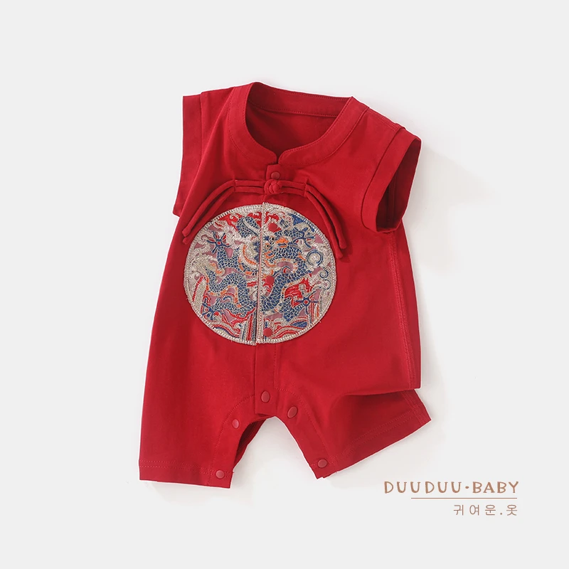 G贝嘉乐【高定版】薄款夏季中国风宝宝衣服可爱无袖婴幼儿连体衣