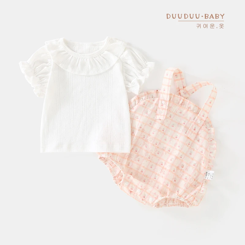 G贝嘉乐【高定版】纯棉夏款女宝两件套可爱洋气短袖爬服三角包屁衣