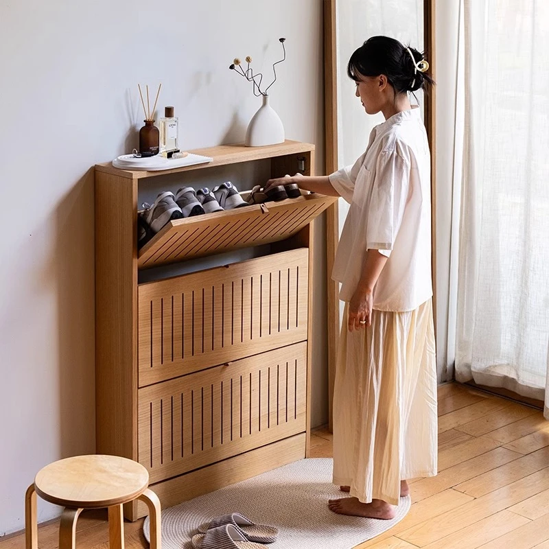 【20cm不占地！】超薄翻斗实木极简透气家用大容量玄关超薄鞋柜