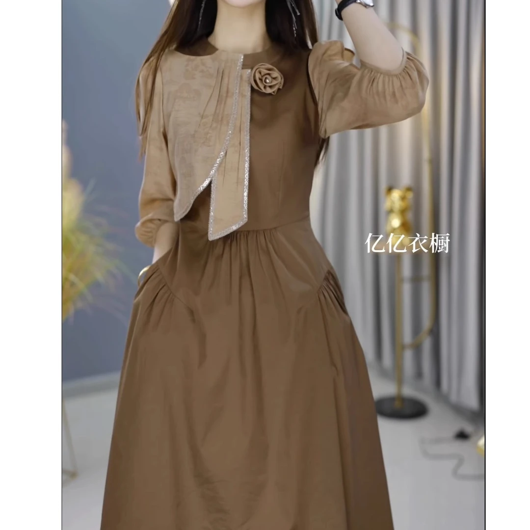 高级四面弹气质时尚洋气优雅礼服裙修身2024秋季新款中青年女装裙