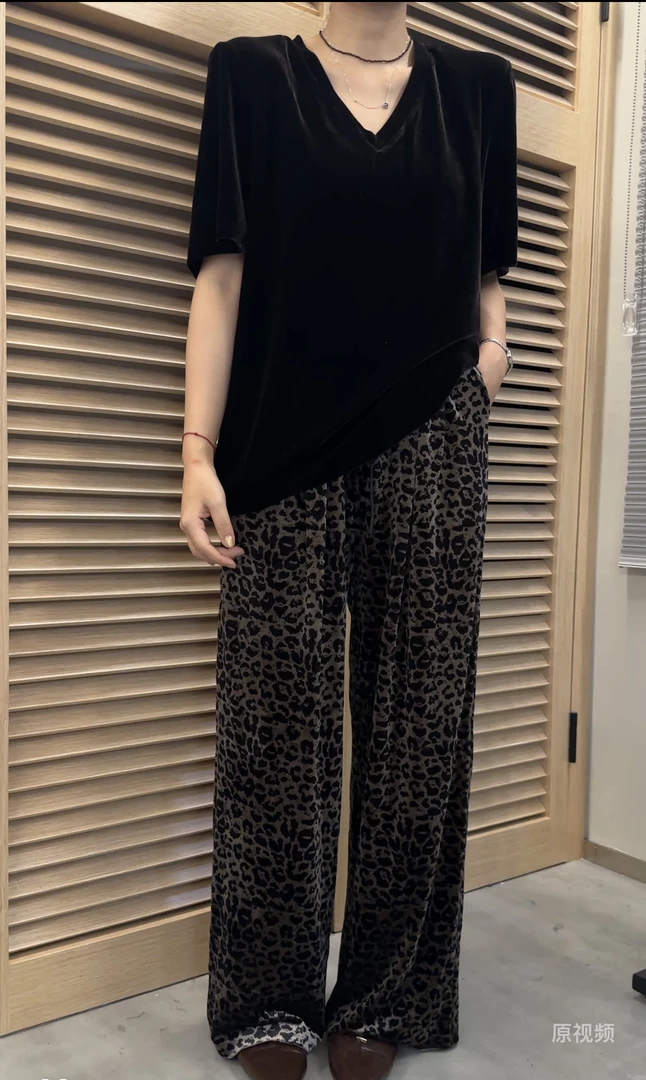 妹妹林秋季新品/豹纹阔腿裤
