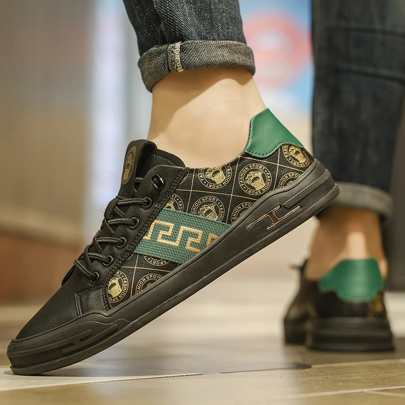 阿玛百板鞋男真皮运动休闲皮鞋欧洲站小白鞋英伦风男鞋潮低帮鞋