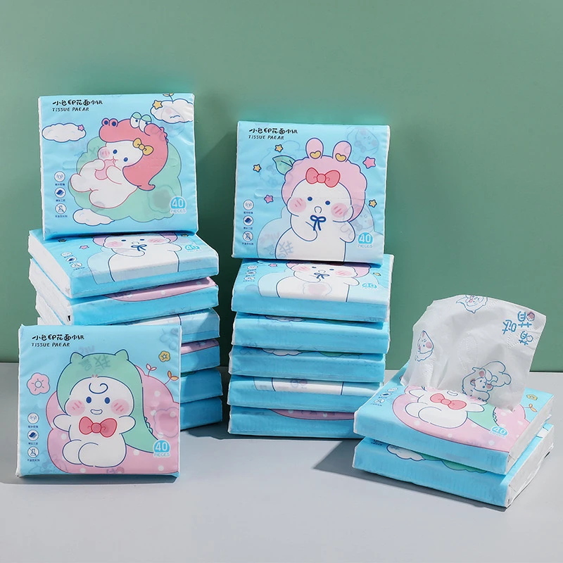 40抽小包便携式印花抽纸巾原生木浆干湿两用拍1发15包