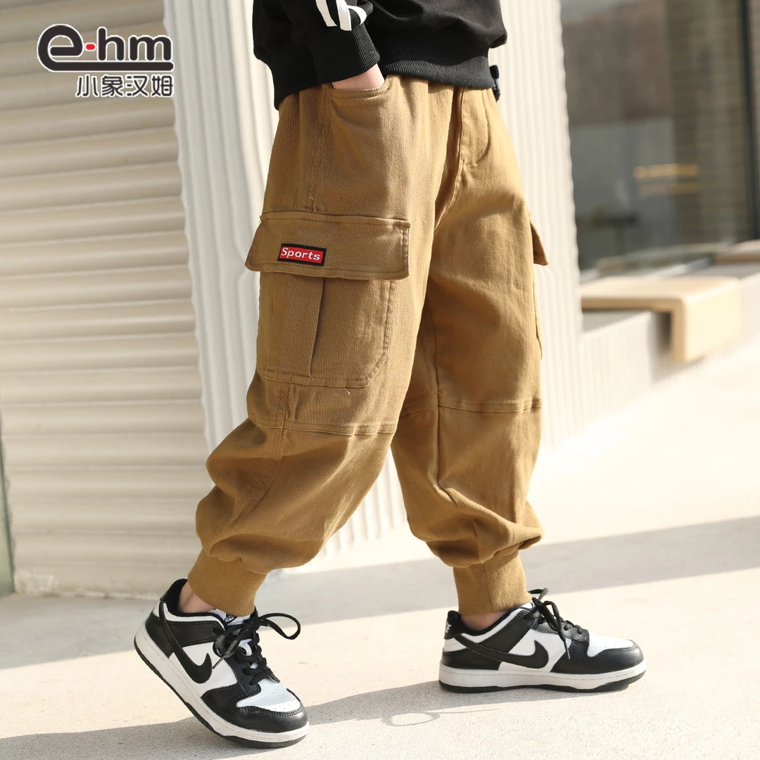2825 小象汉姆童装男童工装裤儿童春装休闲长裤2024中大童韩版潮